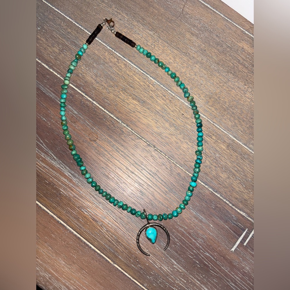 Turq beaded necklace with turq 925 pendant